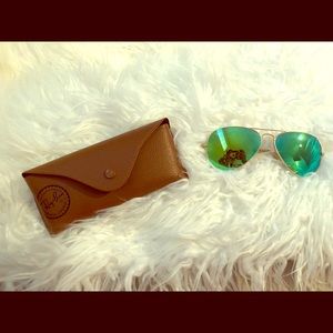 Ray-Ban Green Mirror Aviators 58mm
